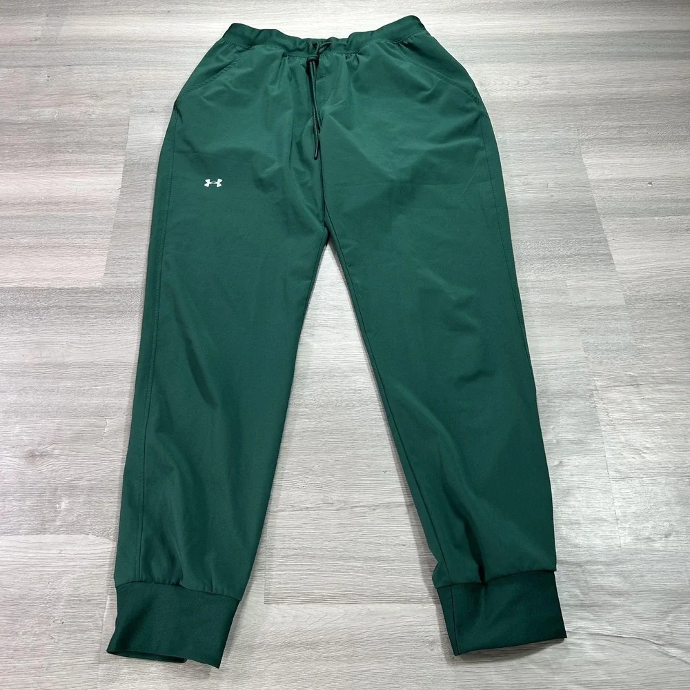 Under Armour HeatGear Pants Mens Small Green Jogger Elastic Waist 1348447
